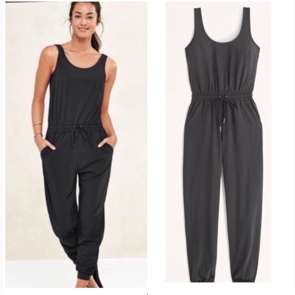 Abercrombie & Fitch Nylon Cargo Traveler Athletic Jumpsuit in black Size S